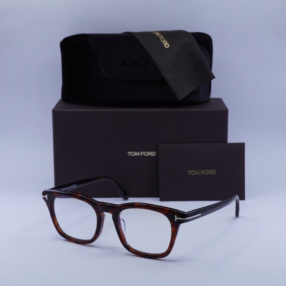 Tom Ford FT5870-F-B 054 Square Eyeglasses - Red Havana 52mm